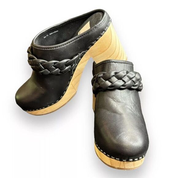 Dolce Vita Hila Womens Black Leather Block Heel Clogs Closed Toe Rope Sz 7.5 - Picture 5 of 8